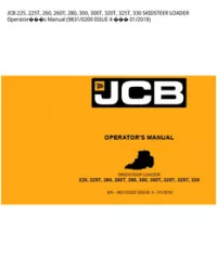 JCB 225  225T  260  260T  280  300  300T  320T  325T  330 SKIDSTEER LOADER Operators Manual (9831/0200 ISSUE 4  - 01/2018 preview