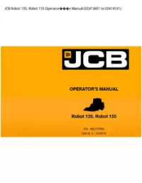 JCB Robot 135  Robot 155 Operators Manual (02413601 to - 02414101 preview