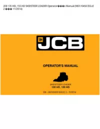 JCB 135 HD  155 HD SKIDSTEER LOADER Operators Manual (9831/0450 ISSUE 2  - 11/2014 preview