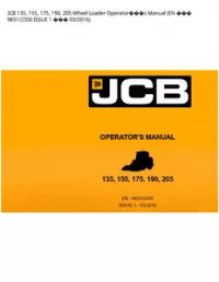 JCB 135  155  175  190  205 Wheel Loader Operators Manual (EN  9831/2350 ISSUE 1  - 03/2016 preview