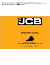 JCB 135  150T  155  175  190T  205T  210  215 SKIDSTEER LOADER Operators Manual (9831/4350 ISSUE 2  - 04/2017 preview