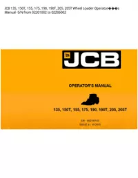 JCB 135  150T  155  175  190  190T  205  205T Wheel Loader Operators Manual -S/N from 02201002 to 02206002 preview