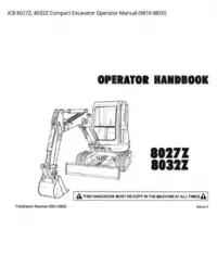JCB 8027Z  8032Z Compact Excavator Operator Manual - 9810-8850 preview
