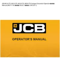 JCB 8014 CTS  8016 CTS  8018 CTS  8020 CTS Compact Excavator Operators Manual (9821/1150  ISSUE 2  JUNE - 2011 preview