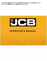 JCB MICRO  MICRO PLUS  MICRO 8008 Operators Manual (9811-6100  ISSUE 1  DECEMBER - 2009 preview