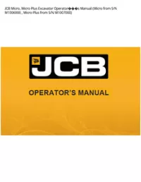 JCB Micro  Micro Plus Excavator Operators Manual (Micro from S/N M1006000   Micro Plus from S/N - M1007000 preview