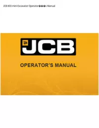 JCB 803 mini Excavator Operators Manual preview