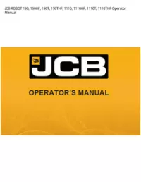 JCB ROBOT 190  190HF  190T  190THF  1110  1110HF  1110T  1110THF Operator Manual preview