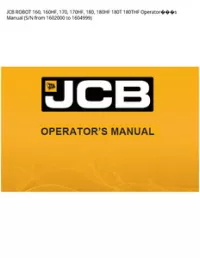 JCB ROBOT 160  160HF  170  170HF  180  180HF 180T 180THF Operators Manual (S/N from 1602000 to - 1604999 preview