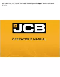 JCB Robot 150  165  165HF Skid Steer Loader Operators Manual (S/N from - 677001 preview