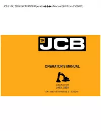 JCB 210X  220X EXCAVATOR Operators Manual (S/N from - 2500051 preview