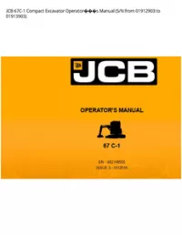 JCB 67C-1 Compact Excavator Operators Manual (S/N from 01912903 to - 01913903 preview