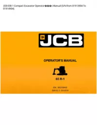 JCB 65R-1 Compact Excavator Operators Manual (S/N from 01913904 To - 01914904 preview