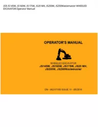 JCB JS145W  JS160W  JS175W  JS20 MH  JS200W  JS200Wastemaster WHEELED EXCAVATOR Operator Manual preview