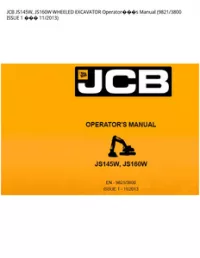 JCB JS145W  JS160W WHEELED EXCAVATOR Operators Manual (9821/3800 ISSUE 1  - 11/2013 preview