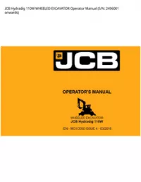 JCB Hydradig 110W WHEELED EXCAVATOR Operator Manual (S/N: 2496001 - onwards preview