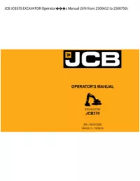 JCB JCB370 EXCAVATOR Operators Manual (S/N from 2500652 to - 2500750 preview