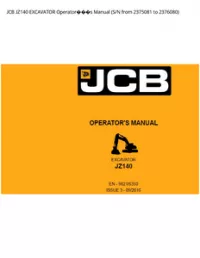 JCB JZ140 EXCAVATOR Operators Manual (S/N from 2375081 to - 2376080 preview