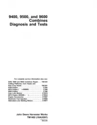 John Deere 9400 9500 9600 Combines Diagnosis and Tests - TM1402 preview