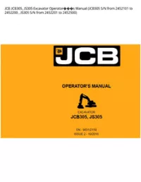 JCB JCB305  JS305 Excavator Operators Manual (JCB305 S/N from 2452101 to 2452200   JS305 S/N from 2452201 to - 2452500 preview