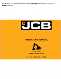 JCB JS300  JS330  JS370EXCAVATOR Operators Manual (9831/1100 ISSUE 6  - 05/2016 preview
