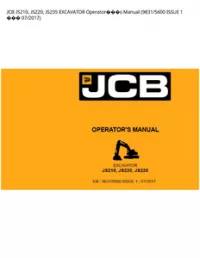 JCB JS210  JS220  JS235 EXCAVATOR Operators Manual (9831/5600 ISSUE 1  - 07/2017 preview