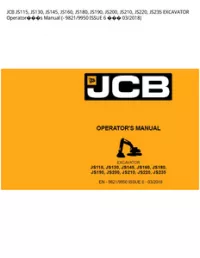 JCB JS115  JS130  JS145  JS160  JS180  JS190  JS200  JS210  JS220  JS235 EXCAVATOR Operators Manual (- 9821/9950 ISSUE 6  - 03/2018 preview