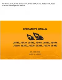 JCB JS115  JS130  JS145  JS160  JS180  JS190  JS200  JS210  JS220  JS235  JS330  JS360 Excavator Operator Manual preview