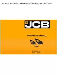 JCB JS85 EXCAVATOR Operators Manual (SN From 02234510 to - 02236510 preview