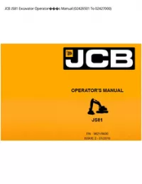 JCB JS81 Excavator Operators Manual (02426501 To - 02427000 preview