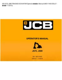 JCB JS70  JS80 TRACKED EXCAVATOR Operators Manual (9831/1450 ISSUE 1  - 11/2015 preview
