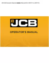 JCB JS30 Excavator Operators Manual (S/N: 2305191 to - 2307191 preview