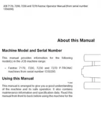 JCB 7170  7200  7230 and 7270 Fastrac Operator Manual (from serial number - 1350200 preview