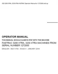 JCB 3200 XTRA  3230 XTRA FASTRAC Operator Manual sn 1272000 and up preview