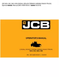JCB 540-v140  540-v180 LOADALL (ROUGH TERRAIN VARIABLE REACH TRUCK) Operators Manual (9831/4000 ISSUE 2  - 03/2018 preview