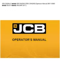 JCB LOADALLS  SIDE ENGINE (TIER 2 ENGINE) Operator Manual (9811/5800  ISSUE 4  JANUARY - 2011 preview