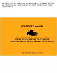 JCB 533-105  535-v125  535-v140  540-140  540-170  540-170 MP  540-200  540-v140  540-v180  550-140  550-170 LOADALL (ROUGH TERRAIN VARIABLE REACH TRUCK) Operator Manual preview