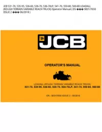 JCB 531-70  535-95  536-60  536-70  536-70LP  541-70  550-80  560-80 LOADALL (ROUGH TERRAIN VARIABLE REACH TRUCK) Operator Manual ( EN  9831/7650 ISSUE 2  06/2018 -  preview