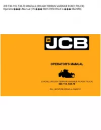 JCB 530-110  530-70 LOADALL (ROUGH TERRAIN VARIABLE REACH TRUCK) Operators Manual (EN  9821/7850 ISSUE 4  - 08/2018 preview