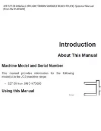 JCB 527-58 LOADALL (ROUGH TERRAIN VARIABLE REACH TRUCK) Operator Manual (from SN - 01473000 preview