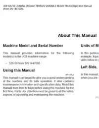 JCB 526-56 LOADALL (ROUGH TERRAIN VARIABLE REACH TRUCK) Operator Manual (from SN - 1447000 preview