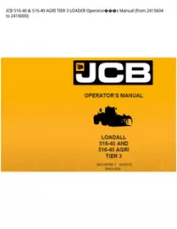 JCB 516-40 & 516-40 AGRI TIER 3 LOADER Operators Manual (from 2415604 to - 2416000 preview