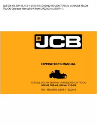 JCB 508-66  509-45  510-44  510-55 LOADALL (ROUGH TERRAIN VARIABLE REACH TRUCK) Operator Manual (S/N from 2902000 to - 2908741 preview