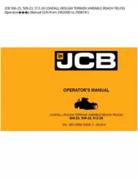 JCB 506-23  509-23  512-26 LOADALL (ROUGH TERRAIN VARIABLE REACH TRUCK) Operators Manual (S/N from 2902000 to - 2908741 preview
