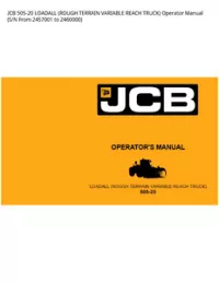 JCB 505-20 LOADALL (ROUGH TERRAIN VARIABLE REACH TRUCK) Operator Manual (S/N From 2457001 to - 2460000 preview