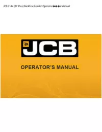 JCB 214e (3C Plus) Backhoe Loader Operators Manual preview