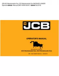 JCB 4CX Wastemaster Eco  5CX Wastemaster Eco BACKHOE LOADER Operators Manual (9831/8300 ISSUE 2  - 06/2018 preview