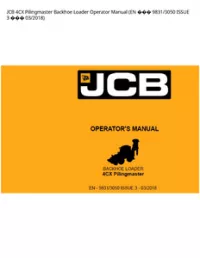 JCB 4CX Pilingmaster Backhoe Loader Operator Manual (EN  9831/3050 ISSUE 3  - 03/2018 preview