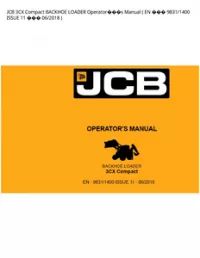 JCB 3CX Compact BACKHOE LOADER Operators Manual ( EN  9831/1400 ISSUE 11  06/2018 -  preview