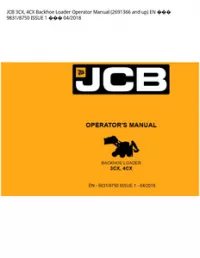 JCB 3CX  4CX Backhoe Loader Operator Manual (2691366 and up) EN  9831/8750 ISSUE 1  04/2018 preview